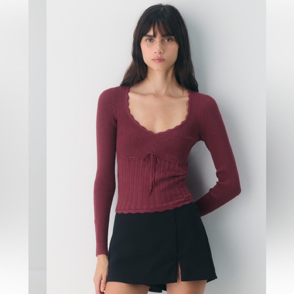 Aritzia Wilfred Textured Knit Top in Rose